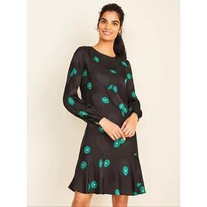 Ann Taylor Floral Jacquard Flounce Shift Dress size OO